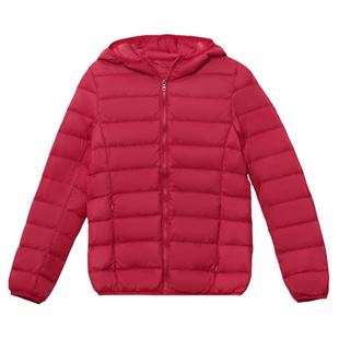 轻薄羽绒服女短款2025年新款冬季女装小个子中年妈妈红色连帽外套