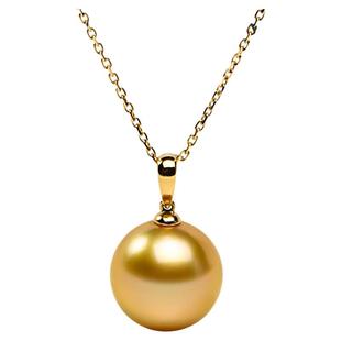 薇爱秀丽南洋金珠珍珠项链天然海水珍珠18k金加厚瓜子扣金珠吊坠