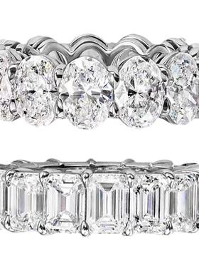 D色莫桑石方钻蛋形排戒