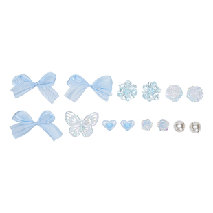 原创洞洞鞋配饰蓝调蝴蝶结爱心鞋花装饰扣芭蕾风配件diy鞋扣可拆