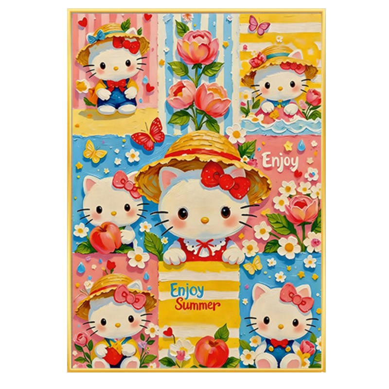 卧室粘贴钻石画kitty猫KT凯蒂猫高颜值手工diy点钻十字绣满钻新款