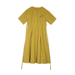 【ZOLLE因为】利落剪裁口袋设计纯棉舒适长款显瘦连衣裙