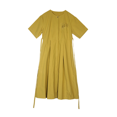 因为简约百搭纯色短袖连衣裙