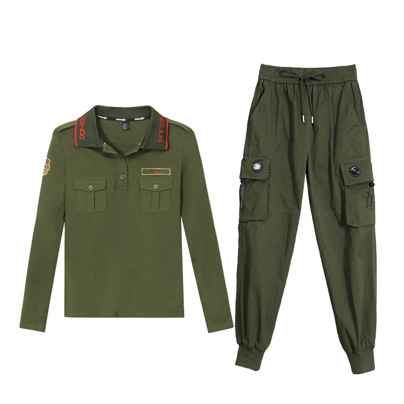 军绿色情侣装秋装新品