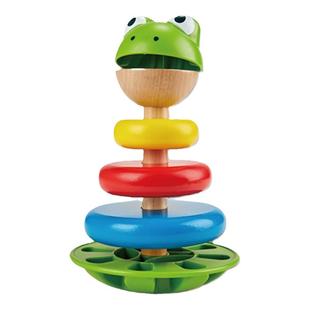 Hape儿童叠叠乐青蛙不倒翁彩虹套圈积木宝宝可啃咬婴儿童益智玩具