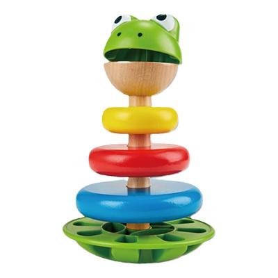 Hape儿童叠叠乐青蛙不倒翁彩虹套圈积木宝宝可啃咬婴儿童益智玩具