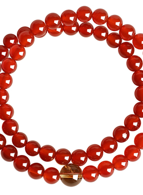 普陀山天然红玛瑙手链女黄水晶黄塔金转运珠招财南红双圈好运手串