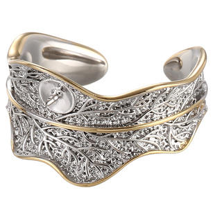 S925纯银珍珠戒指空托 小众设计树叶纹路开口活口指环戒托diy配件