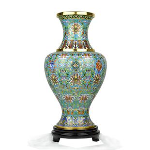 北京景泰蓝花瓶霍铁辉八宝观音瓶紫铜胎掐丝珐琅客厅摆件出国礼品