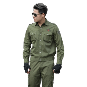 夏季军绿休闲纯棉短袖迷彩服套装男薄款军训服教官训练服工作服女