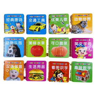 全12册宝宝早教书123456岁认知绘本儿童撕不烂翻翻书优美儿歌经典唐诗看图识字识数汉语拼音动物认物婴幼儿国学启蒙正版书益智卡片