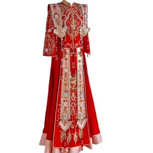 金宝新款高定品牌汉元素中式嫁衣新娘秀禾服出租结婚礼服定制红色