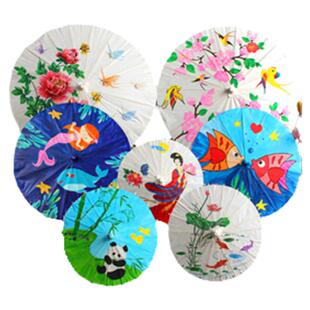 手工diy油纸伞材料幼儿园儿童彩绘手绘画涂色涂鸦空白色雨伞玩具