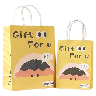 牛皮纸袋礼品袋外卖打包袋烘焙点心手提纸袋礼物可印logo批发定制