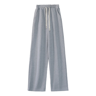 灰色窄版阔腿裤女高个子加长直筒裤秋冬垂感运动裤高腰超长拖地裤