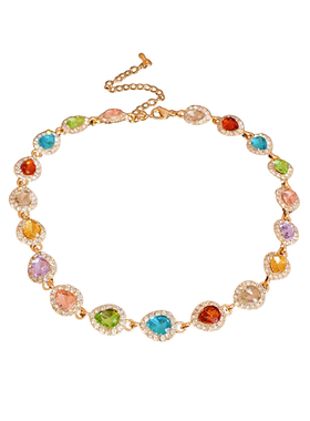 夏日多巴胺彩钻项链choker颈链