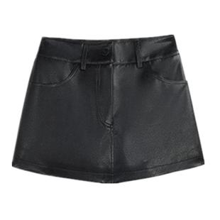 黑色pu包臀小皮裙女秋款2025新款裤裙性感小黑裙高腰a字半身短裙