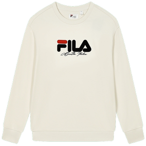 FILA 斐乐情侣圆领加绒卫衣男2024秋季新款男女同款休闲宽松上衣