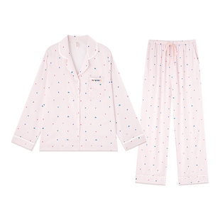 冰丝睡衣2026正流行女款夏季带胸垫丝绸家居服夏长袖长裤春秋条纹