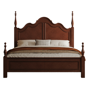 时余蒂娜美式实木床法式复古安娜公主床单人床2025年新款中古风床