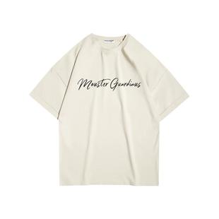 Monster Guardians 未来感系列女子夏季宽松开衩双色休闲运动短袖