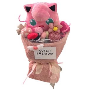 比卡丘卡通玩偶花束宝可梦公仔玩具花创意可爱生日礼物送女友七夕