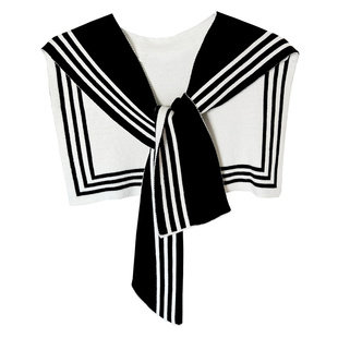 小披肩女外搭2025新款黑白条纹秋冬针织时尚洋气高级感围巾搭肩