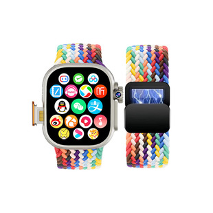 适用华强北DW100Pro手表带DW100智能手环卡扣腕带DW99尼龙编织磁吸带dw100Ultra可调节w99回环弹力收缩替换带