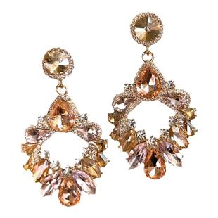 宫廷风璀璨几何水钻耳环女款法式复古奢华高级感耳钉夸张设计耳饰