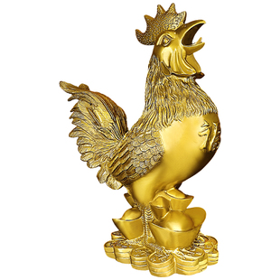 黄铜鸡摆件招财生肖公鸡金鸡报喜吉祥物家居玄关办公室装饰工艺品