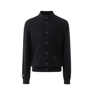 GIOVANNI VALENTINO全羊毛针织开衫男士秋冬季立领休闲时尚毛衣