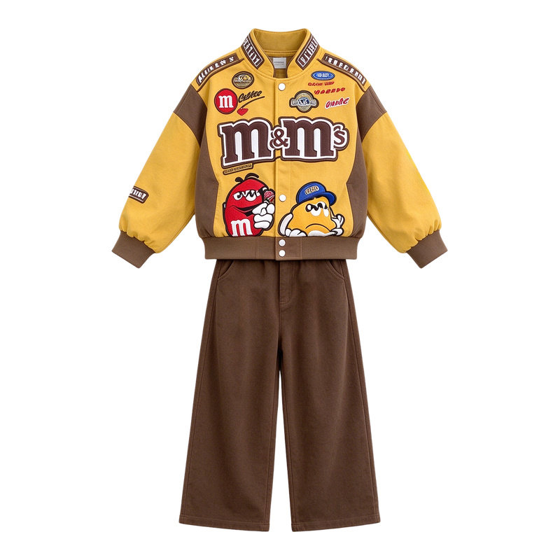 女童秋冬加绒棒球服两件套