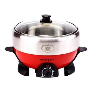 正品永兴无涂层电火锅304食品级不锈钢家用电锅多功能分体电煮锅