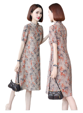 重磅中年裙子桑蚕丝真丝连衣裙