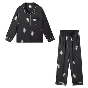 【月光丝】爱美丽山本修联名丝感印花睡衣女士长袖长裤家居服套装