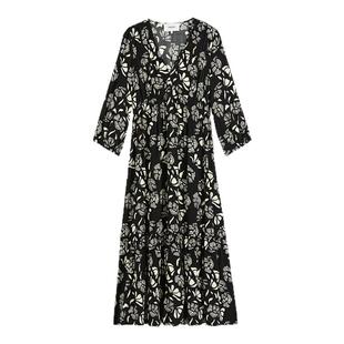 bash春季蝶恋兰香法式浪漫迷笛双色印花度假风连衣裙长裙1E25AFER