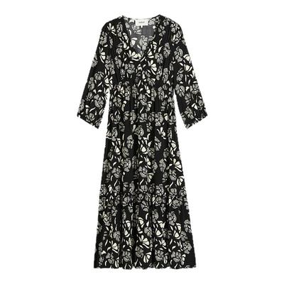 bash春季蝶恋兰香法式浪漫迷笛双色印花连衣裙1E25AFER