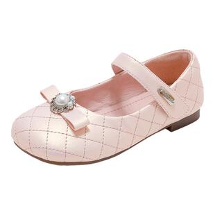 巴布豆童鞋女童公主鞋2025新款春款鞋软底洋气小皮鞋女宝儿童鞋子