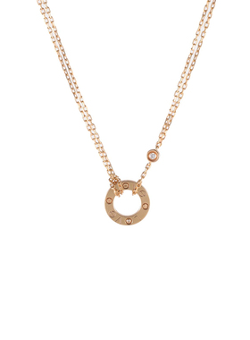 【自营】中古98新Cartier/卡地亚LOVE两钻圆饼项链18K玫瑰金/钻石