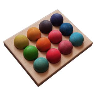 PEATOYS · 彩虹12粒木球手作浸染榉木托盘过家家玩具兼容眼影盘