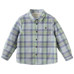 戴维贝拉男童格子衬衫2025秋冬新款儿童加绒衬衣中大童洋气外套