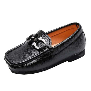 宝宝新款方口皮鞋男童女童豆豆鞋英伦风软底绅士鞋2-7岁儿童单鞋