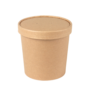 加厚牛皮纸汤桶一次性汤杯外卖汤碗打包盒烤梨专用碗甜品碗 带盖