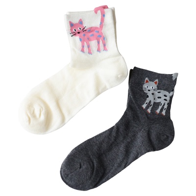 夏季日系可爱猫咪无骨缝制短筒袜