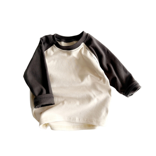 26新款儿童运动拼色长袖T恤衫 男女童美拉德色系加厚圆领上衣宝宝