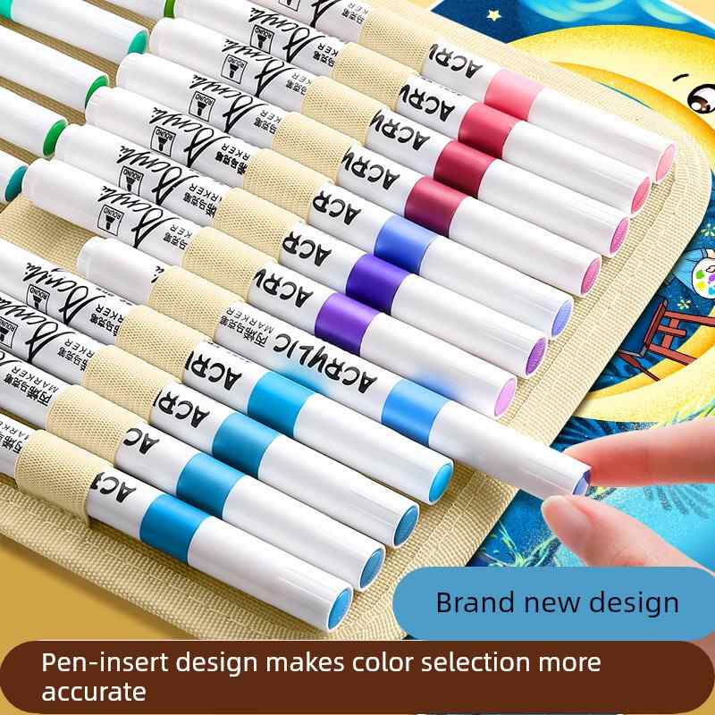 学生专用卡皮巴拉丙烯马克笔可水洗可叠色水彩笔幼儿园儿童颜料笔
