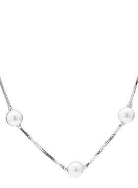 珍珠925纯银珍珠盒子链女套链