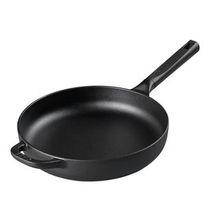 九铸聚油煎锅24/26/28cm铸铁锅平底煎炒锅无涂层不粘锅燃气灶家用