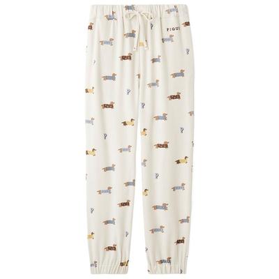 gelato pique25秋冬新品女睡裤腊肠犬满印系带长裤居家PWCP255758