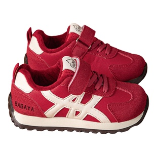 芭芭鸭儿童运动鞋加绒红色阿甘鞋2025冬新款板鞋男童二棉鞋女童鞋